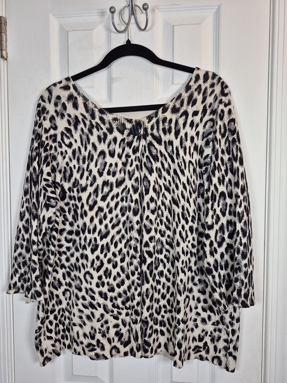 Grace Elements Silk Blend Leopard Print Sweater Top 1X Soft Animal Print Knit